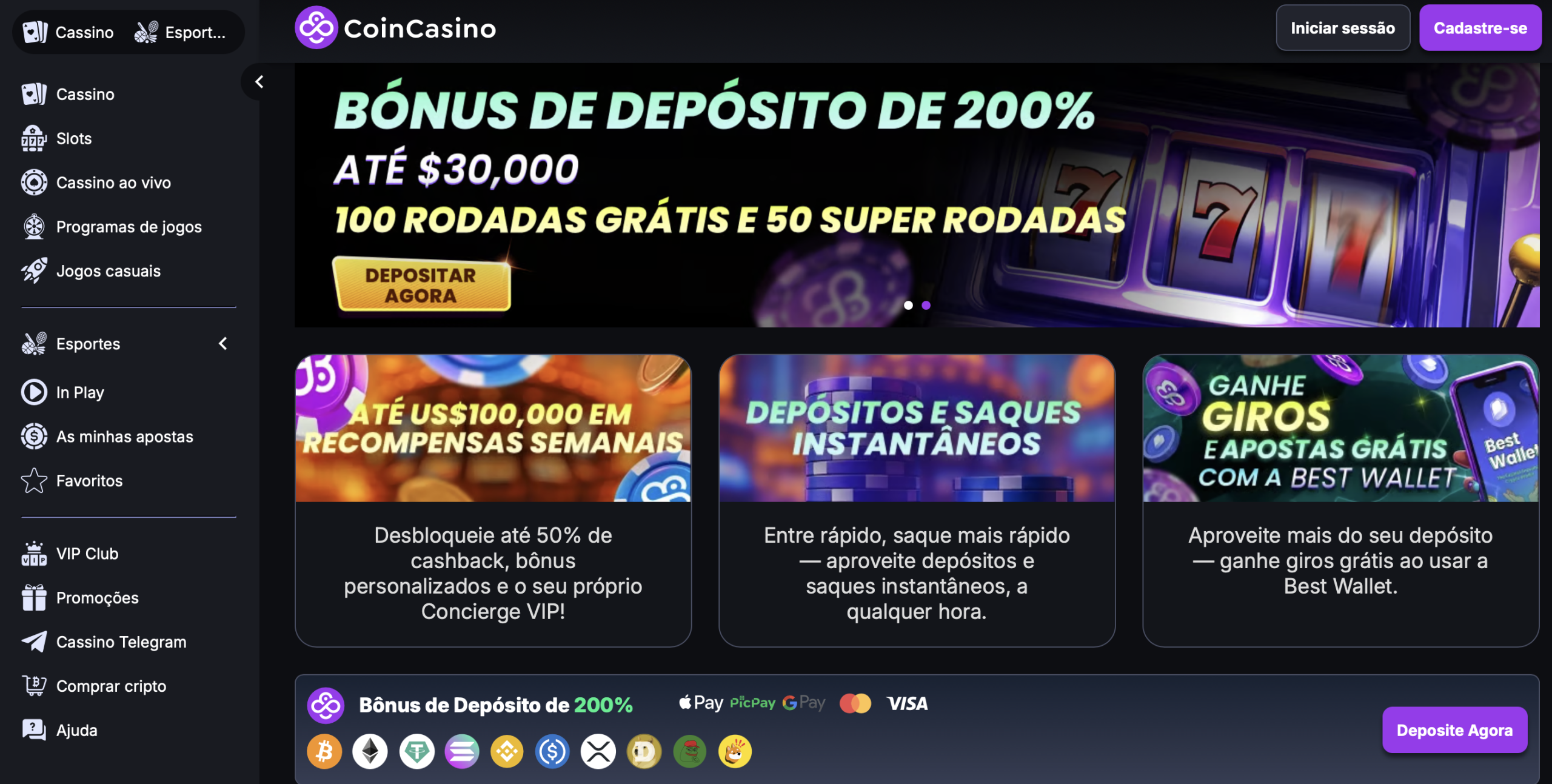 CoinCasino - Retiros Instantáneos Sin KYC en Casino Cripto