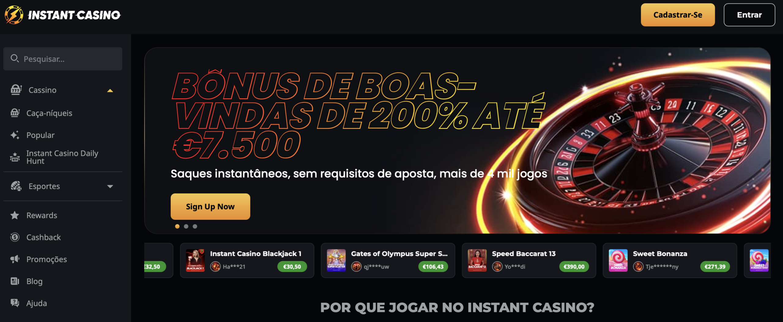 Instant Casino - 7.890+ Juegos Con Función Pay'n Play Para Acceso Rápido